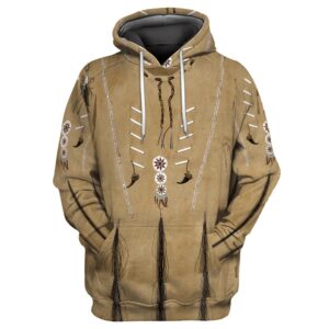 Native American Hoodie, Brown Native American 3D All Over Printed Hoodie, Native American Style Hoodie