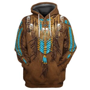 Native American Hoodie, Brown Vip Native American 3D All Over Printed Hoodie, Native American Style Hoodie