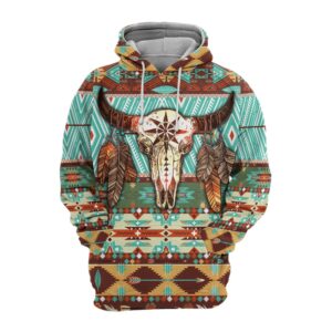 Native American Hoodie, Casual Skull Native American…