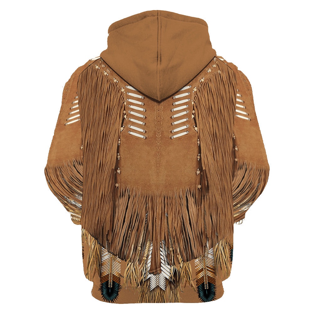 Native American Hoodie, Cow Leather Pattern Native American 3D All Over Printed Hoodie, Native American Style Hoodie