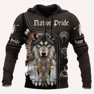 Native American Hoodie, Customize Name Wofl Native…