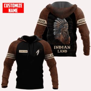 Native American Hoodie, Customized Name Black Brown…