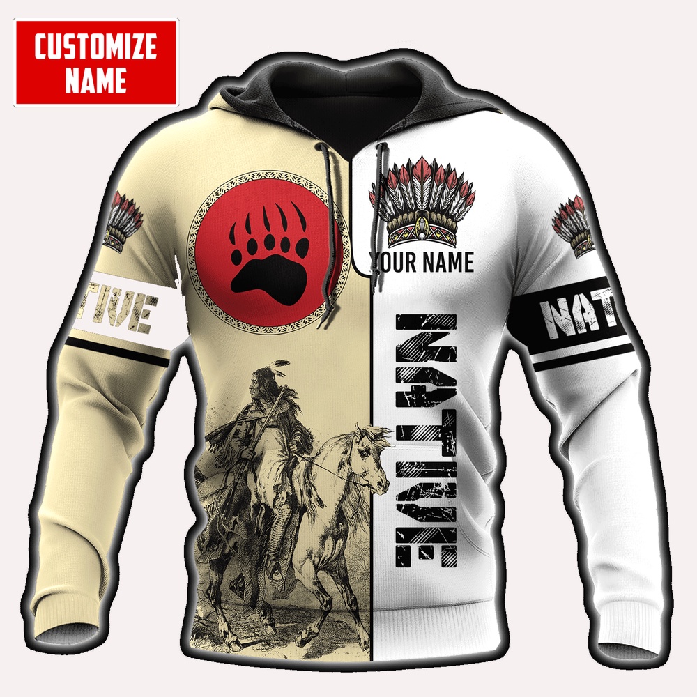 Native American Hoodie, Customized Name Tenacious Native American 3D All Over Printed Hoodie, Native American Style Hoodie