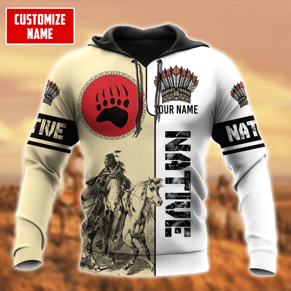 Native American Hoodie, Customized Name Tenacious Native American 3D All Over Printed Hoodie, Native American Style Hoodie