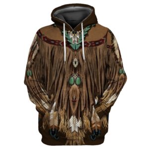 Native American Hoodie, Dark Brown Native American…