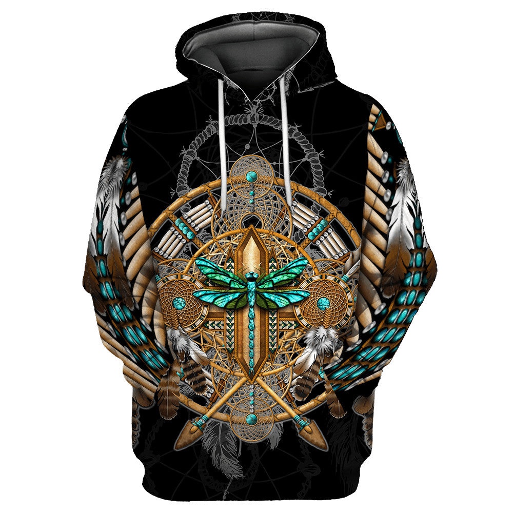 Native American Hoodie, Dragonfly Motif Native American 3D All Over Printed Hoodie, Native American Style Hoodie Native American Hoodie, Dragonfly Motif Native American 3D All Over Printed Hoodie, Native American Style Hoodie