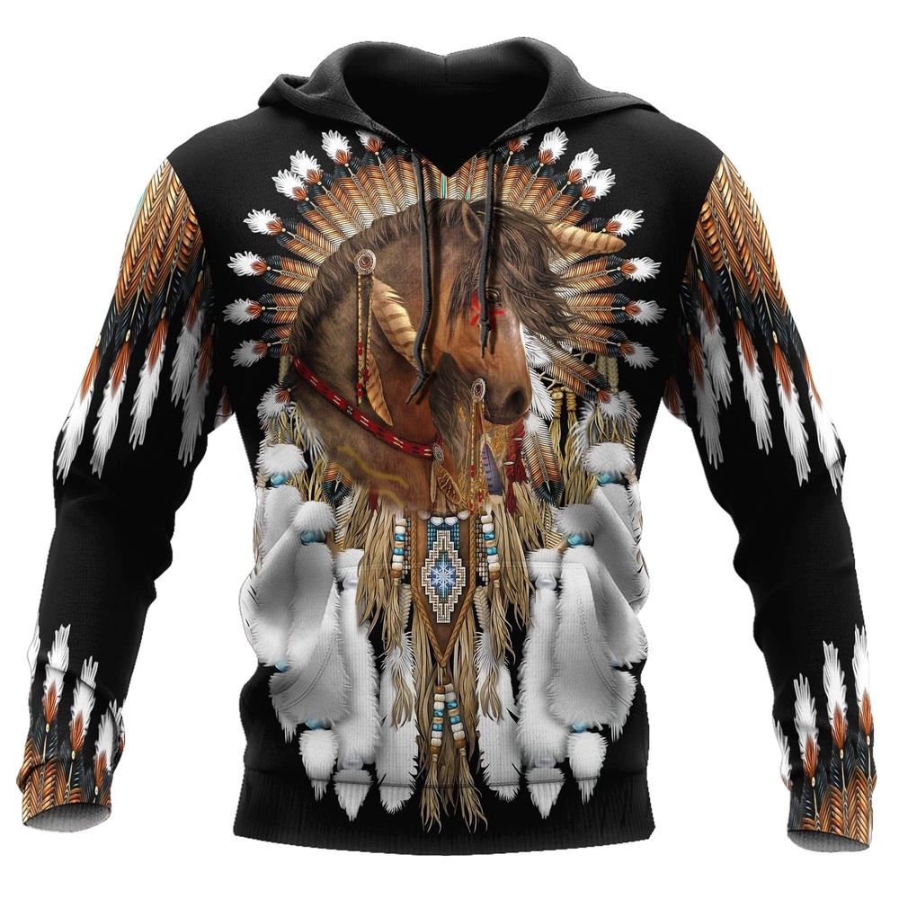 Native American Hoodie, Horse Pride Native American 3D All Over Printed Hoodie, Native American Style Hoodie