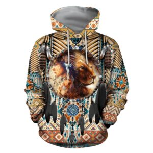 Native American Hoodie, Lion Native American 3D…