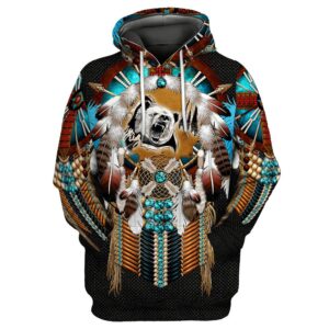 Native American Hoodie, Mighty Bear Native American…