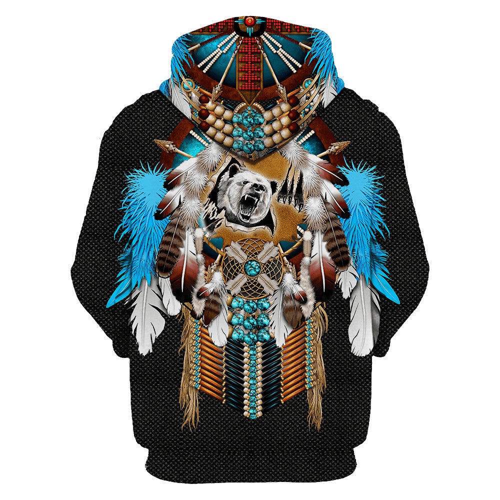 Native American Hoodie, Mighty Bear Native American 3D All Over Printed Hoodie, Native American Style Hoodie Native American Hoodie, Mighty Bear Native American 3D All Over Printed Hoodie, Native American Style Hoodie