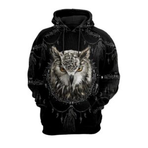 Native American Hoodie, Owl Native American 3D…
