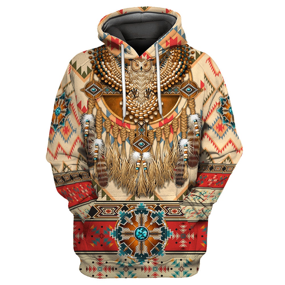 Native American Hoodie, Owl Patterns Native American 3D All Over Printed Hoodie, Native American Style Hoodie Native American Hoodie, Owl Patterns Native American 3D All Over Printed Hoodie, Native American Style Hoodie