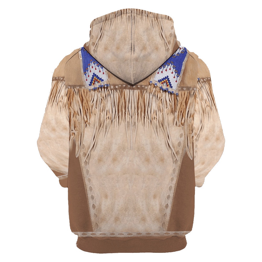 Native American Hoodie, Pale Brown Native American 3D All Over Printed Hoodie, Native American Style Hoodie