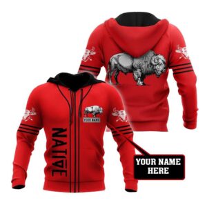 Native American Hoodie, Personalized Bison Native American…