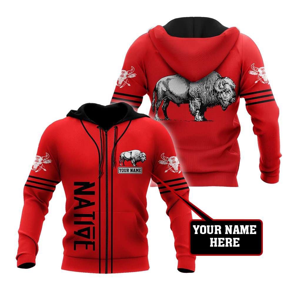 Native American Hoodie, Personalized Bison Native American 3D All Over Printed Hoodie, Native American Style Hoodie