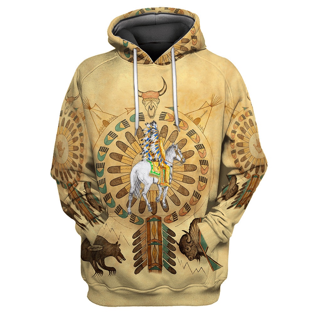 Native American Hoodie, Survival Native American 3D All Over Printed Hoodie, Native American Style Hoodie