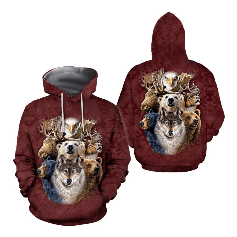 Native American Hoodie, Typical Fauna Of The Area Native American 3D All Over Printed Hoodie, Native American Style Hoodie
