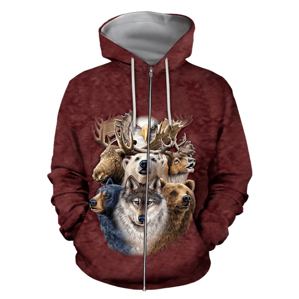 Native American Hoodie, Typical Fauna Of The Area Native American 3D All Over Printed Hoodie, Native American Style Hoodie