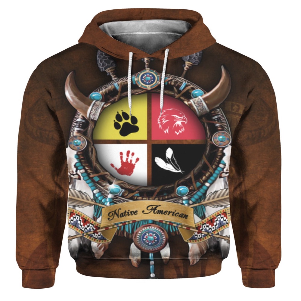 Native American Hoodie, Vestigial Native American 3D All Over Printed Hoodie, Native American Style Hoodie
