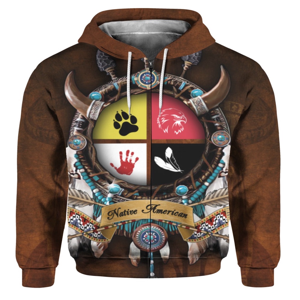Native American Hoodie, Vestigial Native American 3D All Over Printed Hoodie, Native American Style Hoodie