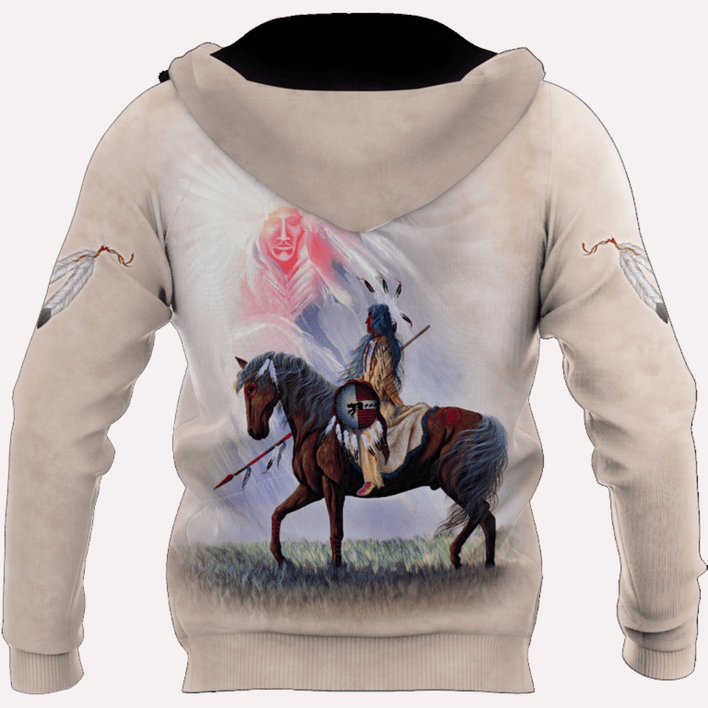 Native American Hoodie, Warrior Native American 3D All Over Printed Hoodie, Native American Style Hoodie