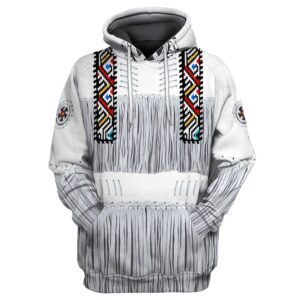 Native American Hoodie, White Native American 3D…