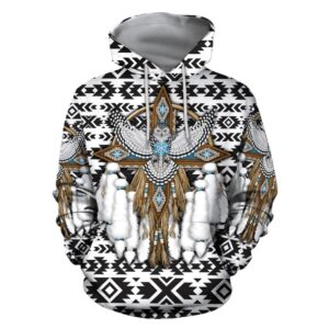 Native American Hoodie, White Owl Native American…