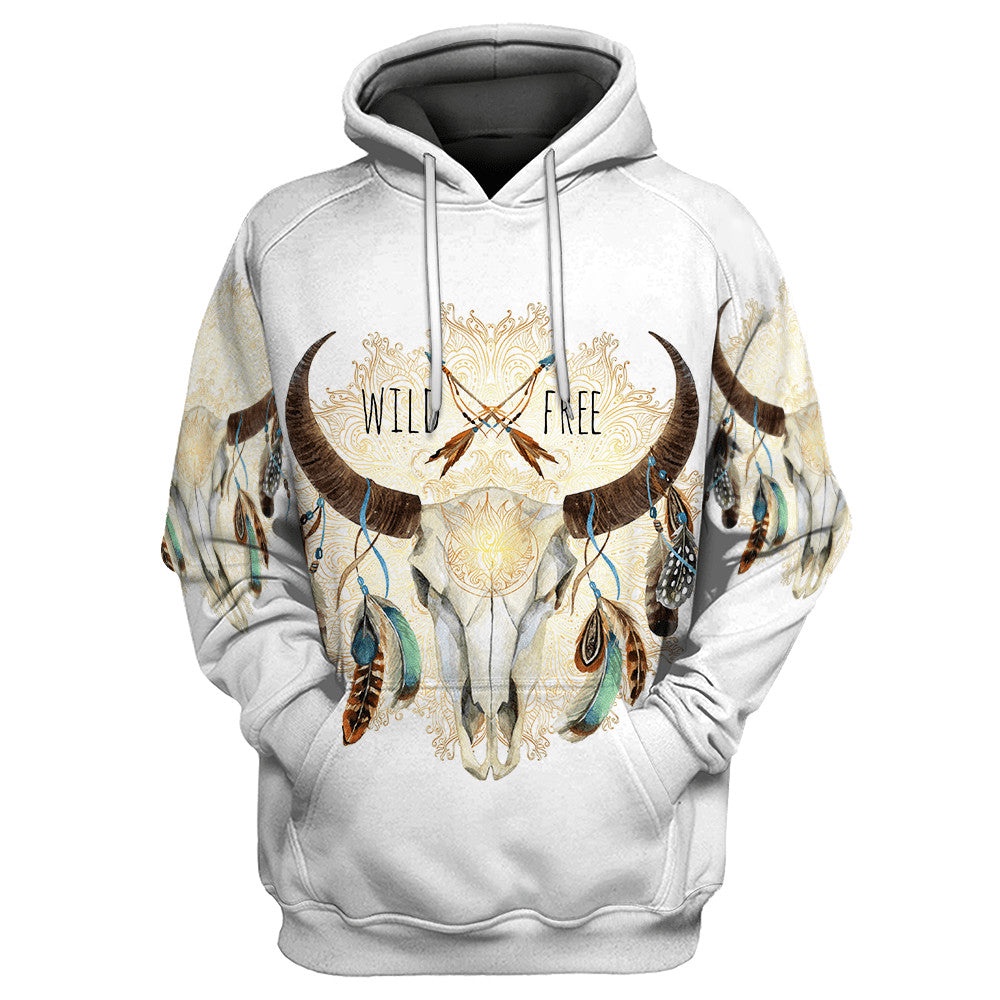 Native American Hoodie, Wild Free Native American 3D All Over Printed Hoodie, Native American Style Hoodie