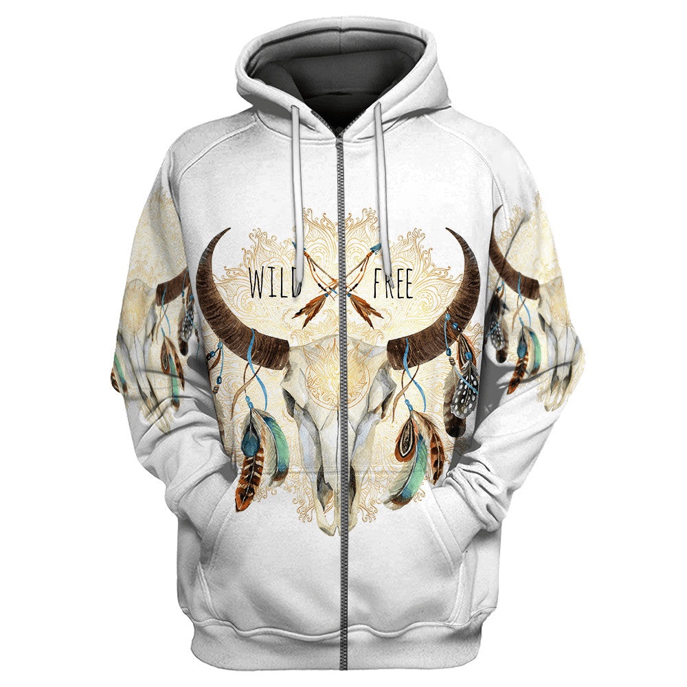 Native American Hoodie, Wild Free Native American 3D All Over Printed Hoodie, Native American Style Hoodie