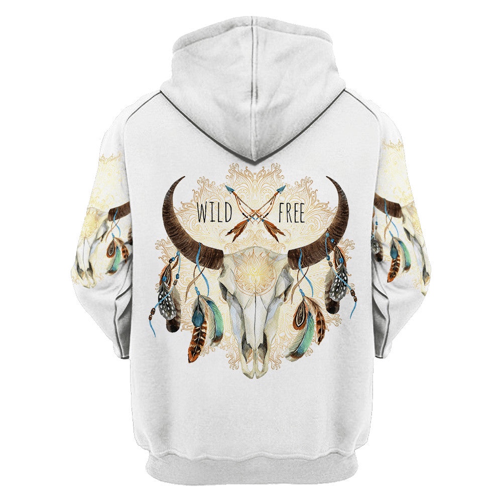 Native American Hoodie, Wild Free Native American 3D All Over Printed Hoodie, Native American Style Hoodie