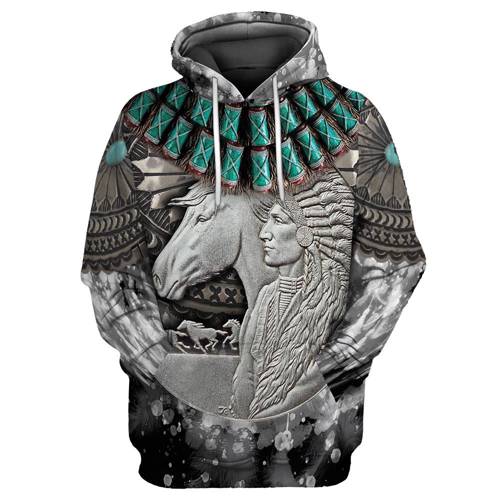 Native American Hoodie, Wilderness Spirit Native American 3D All Over Printed Hoodie, Native American Style Hoodie
