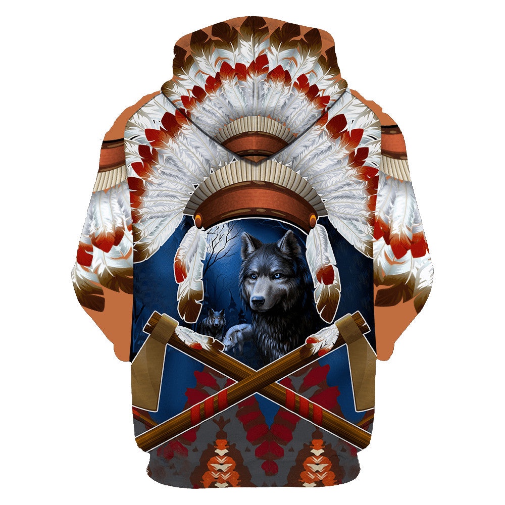Native American Hoodie, Woft Warrior Native American 3D All Over Printed Hoodie, Native American Style Hoodie