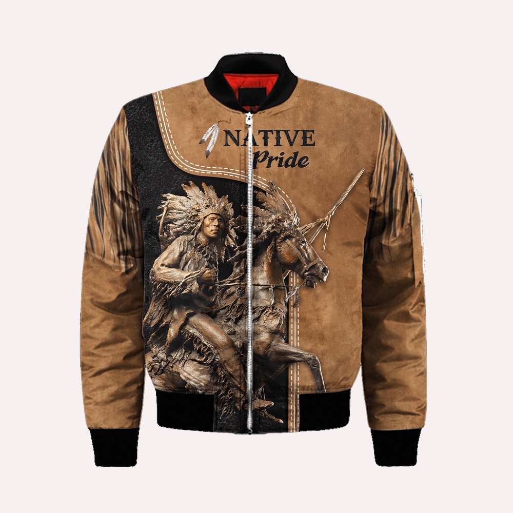 Native American Jacket, Battle Native American Pride 3D All Over Printed Bomber Jacket