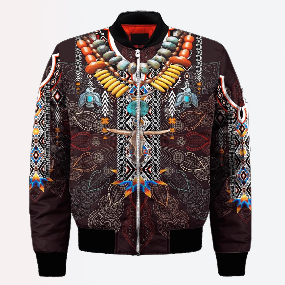 Native American Jacket, Casual Look Native American 3D All Over Printed  Bomber Jacket