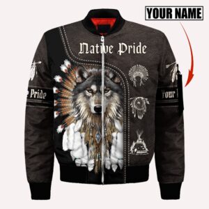 Native American Jacket, Customize Name Wofl Native…
