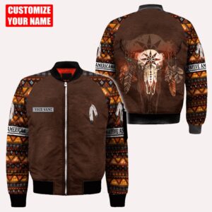 Native American Jacket, Customized Name Cow Skull…