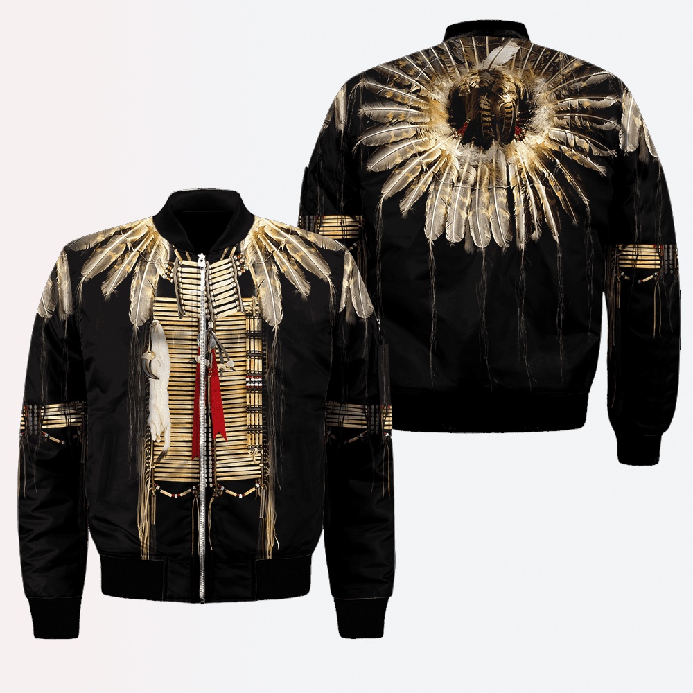 Native American Jacket, Falcon Feathers Native American 3D All Over Printed Bomber Jacket