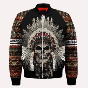 Native American Jacket, Feather Skull Pattern Native…