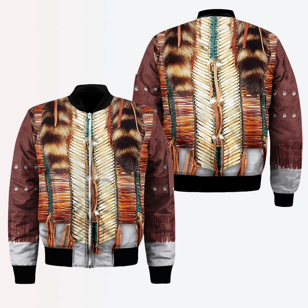 Native American Jacket, Motifs Native American 3D All Over Printed Bomber Jacket
