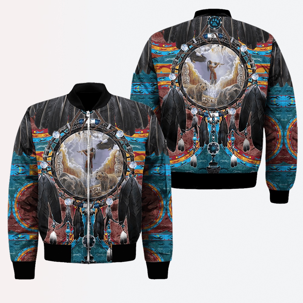 Native American Jacket, Praying Native American 3D All Over Printed Bomber Jacket
