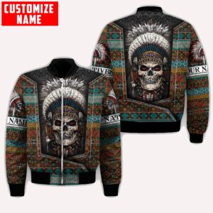 Native American Jacket, Skull Antique Pattern Native…
