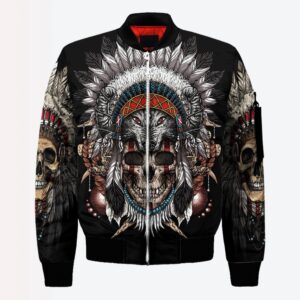Native American Jacket, Wolf Skull Native American…