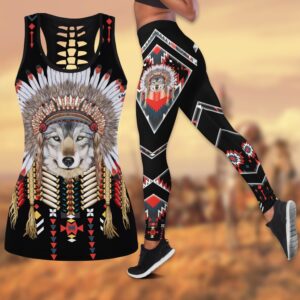 Native American Leggings, Animals Wolf Pattern Native…