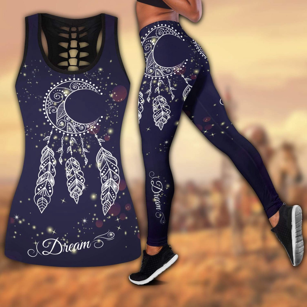 Native American Leggings, Dream Native American Hollow Tanktop Leggings Set, Native American Tank Tops