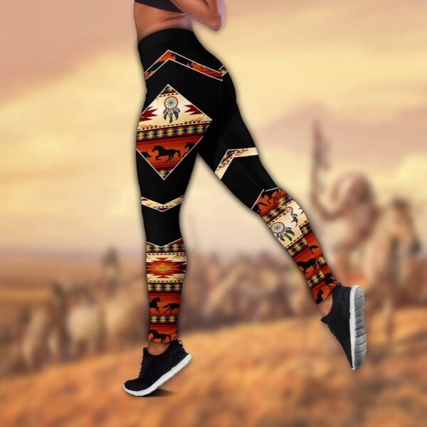 Native American Leggings, Eagle Feather Native American Hollow Tanktop  Leggings Set, Native American Tank Tops - Excoolent
