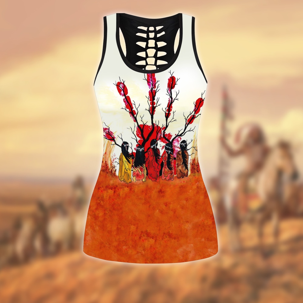 Native American Leggings, Indigenous Native American Hollow Tanktop Leggings Set, Native American Tank Tops Native American Leggings, Indigenous Native American Hollow Tanktop Leggings Set, Native American Tank Tops