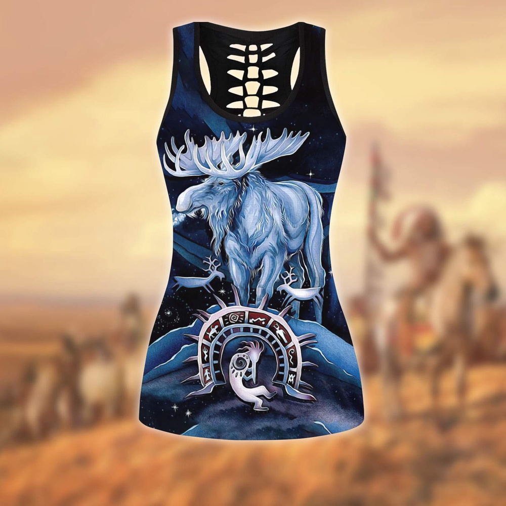 Native American Leggings, Moose Native American Hollow Tanktop Leggings Set, Native American Tank Tops Native American Leggings, Moose Native American Hollow Tanktop Leggings Set, Native American Tank Tops