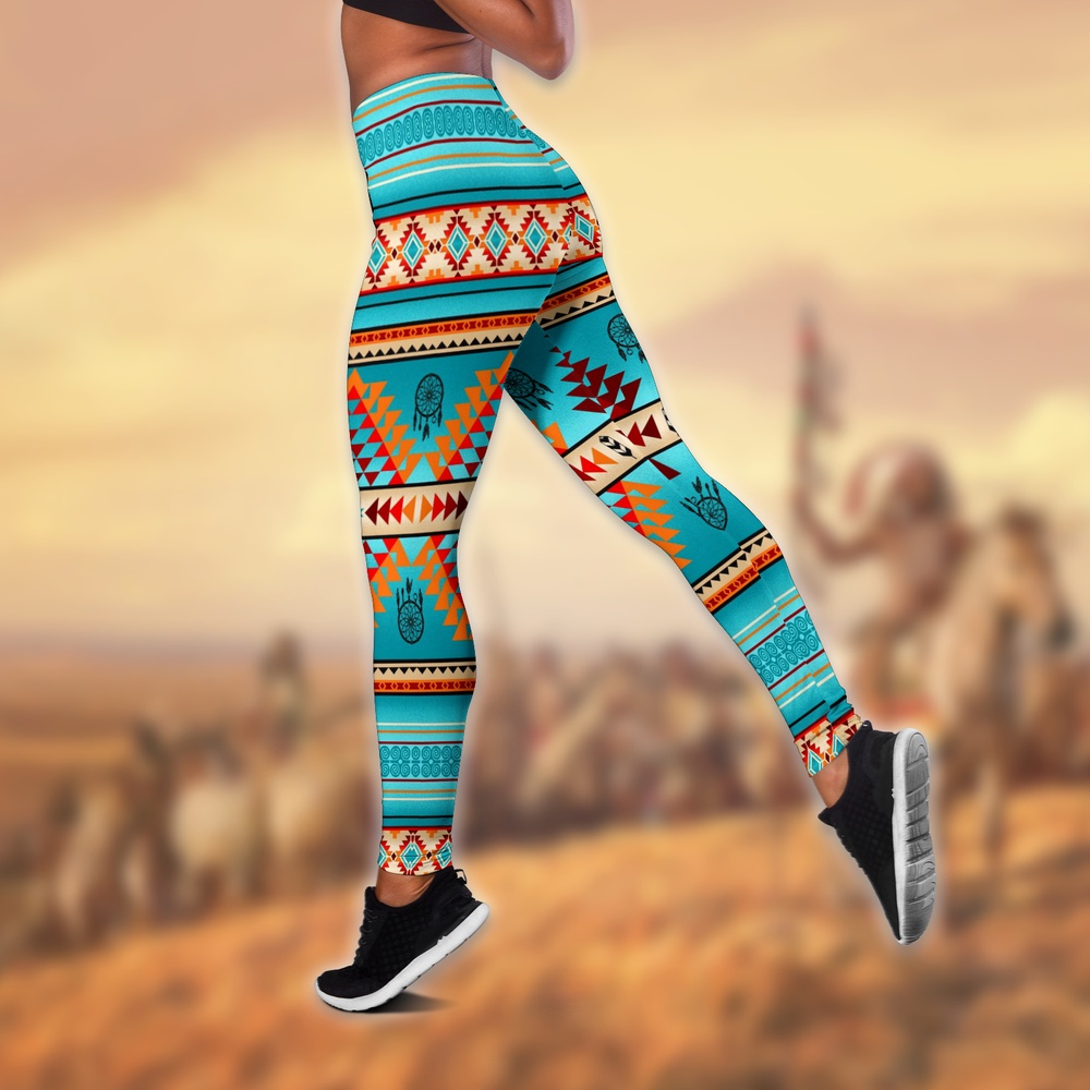 Native American Leggings, Spirit Native American Hollow Tanktop Leggings Set, Native American Tank Tops