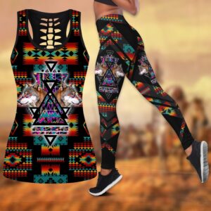 Native American Leggings Wolfs And Traditional Navajo Native American Hollow Tanktop Leggings Set Native American Tank Tops 1 cyrlyl.jpg