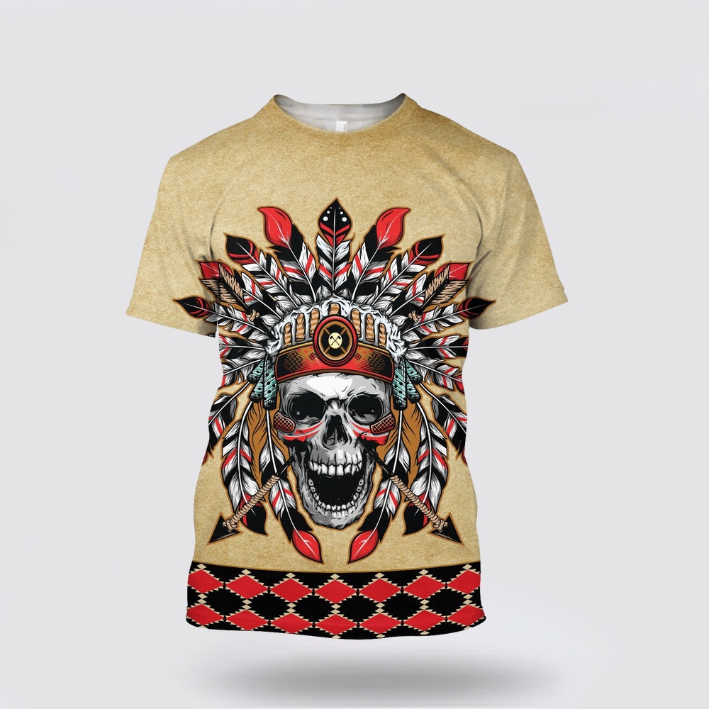Native American T Shirt, Aboriginal Skull Mystic Native American 3D All Over Printed T-Shirt, Beautiful Native American T Shirts Native American T Shirt, Aboriginal Skull Mystic Native American 3D All Over Printed T-Shirt, Beautiful Native American T Shirts